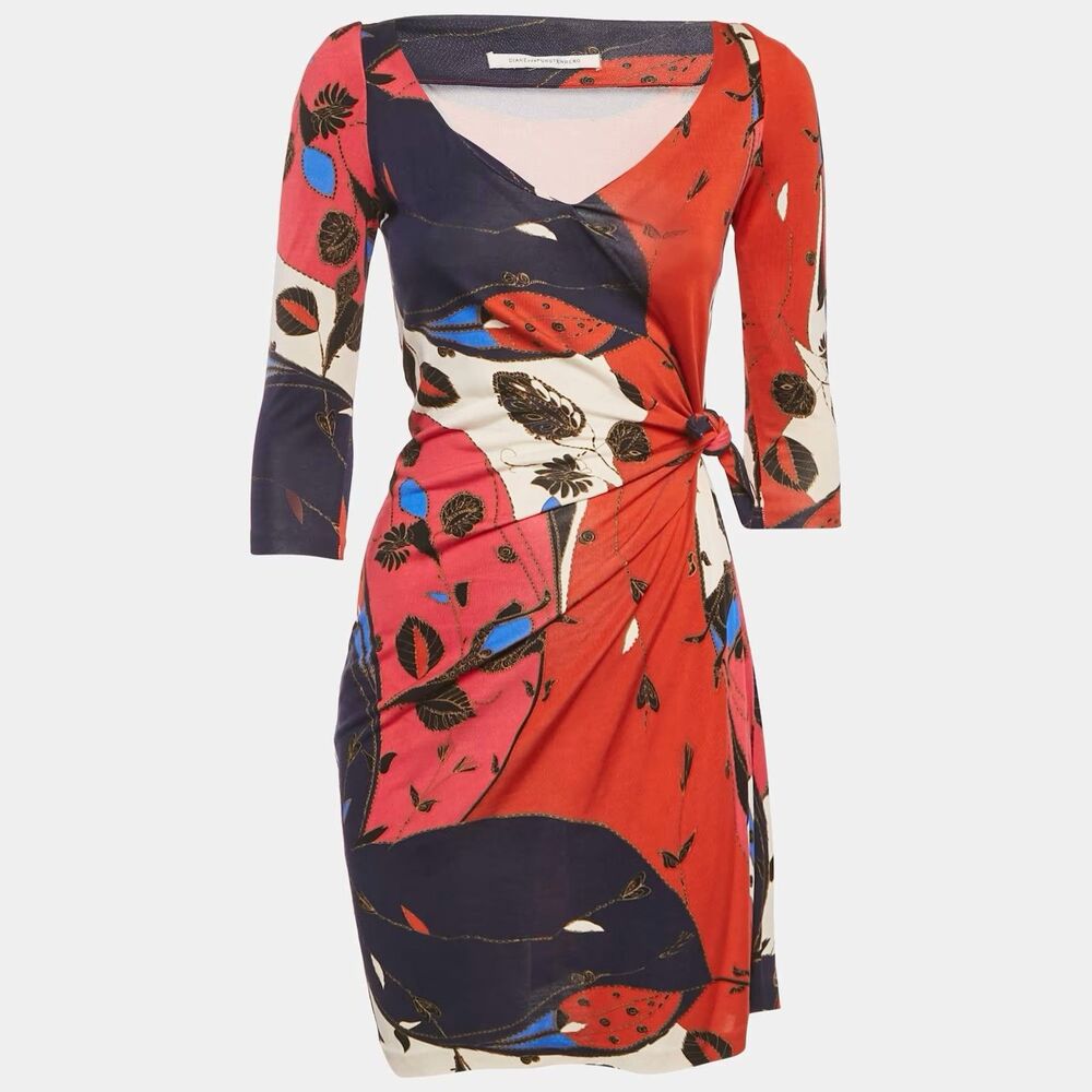 Diane Von Furstenberg Oletta Faux Wrap Dress Sz 4 Silk Jersey Side Tie